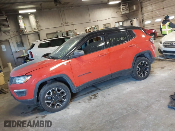 2020 Jeep Compass Trailhawk with VIN 3C4NJDDB9LT122174, listed as a IAAI auction lot 41736406 with 74,807 mi miles and . Bid and sale history available at carsss.com. Image 17.