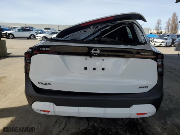 2025 Nissan Kicks SV with VIN 3N8AP6CB3SL326367, listed as a Copart auction lot 49822485 with 0 mi miles and Non Repairable. Bid and sale history available at carsss.com. Image 6.
