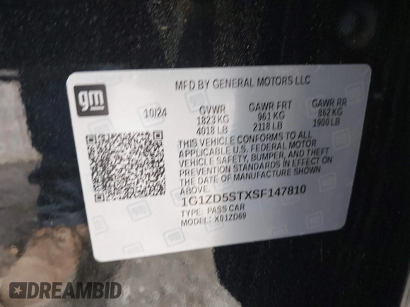 2025 Chevrolet Malibu LT with VIN 1G1ZD5STXSF147810, listed as a IAAI auction lot 42191693 with 9,392 mi miles and . Bid and sale history available at DreamBid. Image 9.