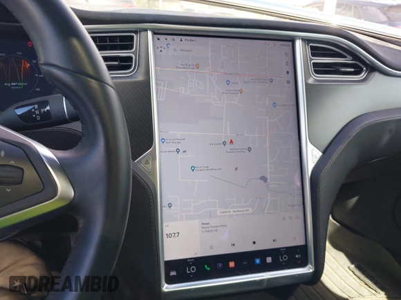 2016 Tesla Model S 90D with VIN 5YJSA1E22GF155747, listed as a IAAI auction lot 42630085 with 97,896 mi miles and . Bid and sale history available at DreamBid. Image 18.