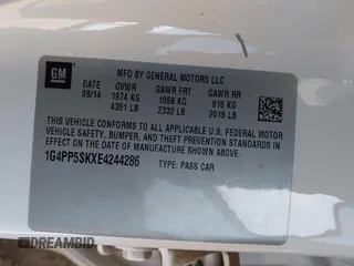 2014 Buick Verano with VIN 1G4PP5SKXE4244286, listed as a IAAI auction lot 42072085 with 107,867 mi miles and . Bid and sale history available at DreamBid. Image 9.
