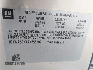 2010 Chevrolet Impala LS with VIN 2G1WA5EK1A1256192, listed as a IAAI auction lot 41794370 with 149,885 mi miles and . Bid and sale history available at DreamBid. Image 9.