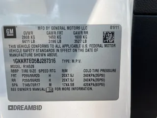 2011 GMC Acadia Denali with VIN 1GKKRTED5BJ287316, listed as a Copart auction lot 56689775 with 109,458 mi miles and Clean Title. Bid and sale history available at DreamBid. Image 10.