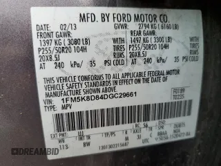 2013 Ford Explorer XLT z VIN 1FM5K8D84DGC29661, wystawiony jako Copart lot #59474795 z przebiegiem 139 348 mil mil oraz Czysty tytuł • Clean title. Historia ofert i sprzedaży dostępna na DreamBid. Obrazek 13.
