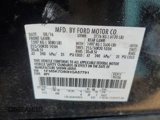 2017 Ford Explorer XLT с VIN 1FM5K7D80HGA57791, выставлен на аукционе Copart как лот 58362345 с пробегом 79 828 миль миль и Списание • Salvage title. История ставок и продаж доступна на DreamBid. Изображение 13.