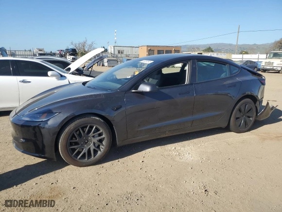 2024 Tesla Model 3 Long Range with VIN 5YJ3E1EB3RF834793, listed as a Copart auction lot 46839595 with 4,588 mi miles and Salvage Title. Bid and sale history available at carsss.com. Image 1.