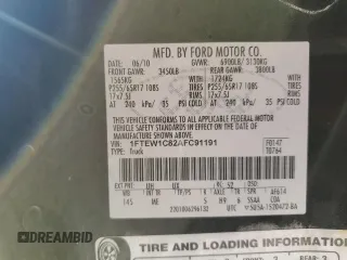 2010 Ford F-150 XL with VIN 1FTEW1C82AFC91191, listed as a Copart auction lot 88750805 with 253,255 mi miles and Salvage Title. Bid and sale history available at carsss.com. Image 12.