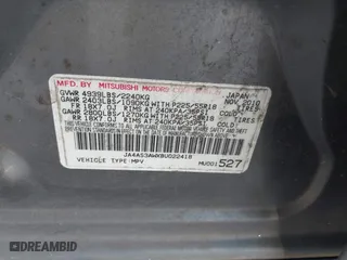 2011 Mitsubishi Outlander SE with VIN JA4AS3AWXBU022418, listed as a IAAI auction lot 40025021 with 188,695 mi miles. Bid and sale history available at carsss.com. Image 9.