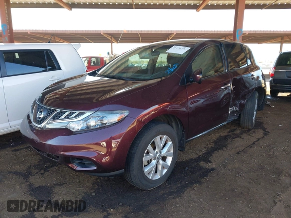 2014 Nissan Murano SV with VIN JN8AZ1MU4EW404070, listed as a IAAI auction lot 41670291 with 91,334 mi miles and . Bid and sale history available at DreamBid. Image 2.