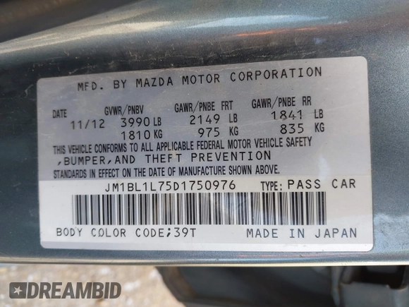 2013 Mazda 3 i Touring with VIN JM1BL1L75D1750976, listed as a IAAI auction lot 41766053 with 148,711 mi miles and . Bid and sale history available at carsss.com. Image 9.
