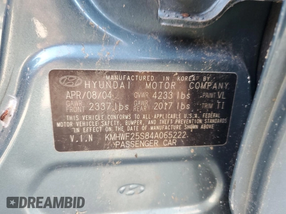 2004 Hyundai Sonata with VIN KMHWF25S84A065222, listed as a Copart auction lot 47683255 with 90,700 mi miles and Clean Title. Bid and sale history available at carsss.com. Image 12.