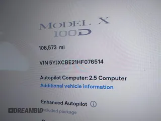 2017 Tesla Model X 90D z VIN 5YJXCBE21HF076514, wystawiony jako IAAI lot #41559020 z przebiegiem 108 573 mil mil oraz . Historia ofert i sprzedaży dostępna na DreamBid. Obrazek 15.