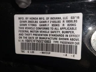 2016 Honda Civic Sedan EX-L with VIN 19XFC1F75GE210803, listed as a IAAI auction lot 41424370 with 111,848 mi miles. Bid and sale history available at carsss.com. Image 9.