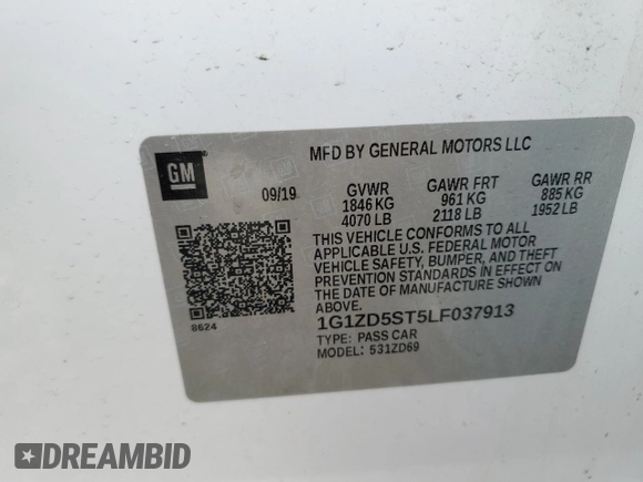 2020 Chevrolet Malibu LT with VIN 1G1ZD5ST5LF037913, listed as a Copart auction lot 51179165 with 47,113 mi miles and Salvage Title. Bid and sale history available at carsss.com. Image 14.