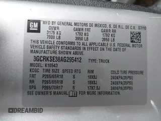 2010 Chevrolet Silverado 1500 LT with VIN 3GCRKSE38AG295412, listed as a IAAI auction lot 42042720 with 170,875 mi miles and . Bid and sale history available at DreamBid. Image 9.