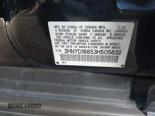 2003 Acura MDX Touring Pkg w/Navigation System with VIN 2HNYD18853H505632, listed as a IAAI auction lot 42099578 with 257,149 mi miles. Bid and sale history available at carsss.com. Image 9.