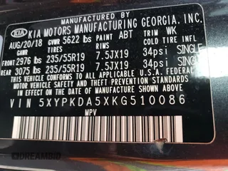 2019 Kia Sorento SX Limited with VIN 5XYPKDA5XKG510086, listed as a Copart auction lot 86636494 with 88,731 mi miles and Salvage Title. Bid and sale history available at carsss.com. Image 13.
