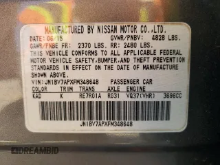 2015 Infiniti Q50 Premium with VIN JN1BV7APXFM348648, listed as a Copart auction lot 48881825 with 163,955 mi miles and Salvage Title. Bid and sale history available at carsss.com. Image 14.