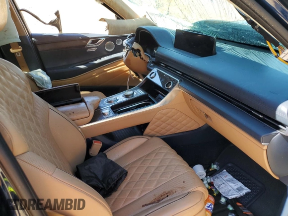 2023 Genesis GV80 with VIN KMUHCESC7PU121865, listed as a Copart auction lot 57990365 with Not provided miles and Salvage title. Bid and sale history available at DreamBid. Image 8.