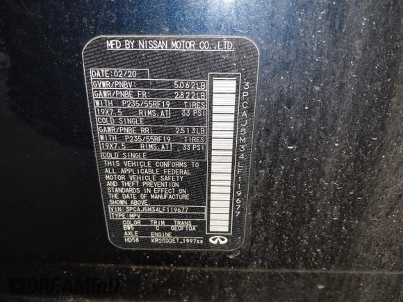 2020 Infiniti QX50 Luxe z VIN 3PCAJ5M34LF119677, wystawiony jako IAAI lot #42253186 z przebiegiem 91 362 mil mil oraz . Historia ofert i sprzedaży dostępna na DreamBid. Obrazek 9.