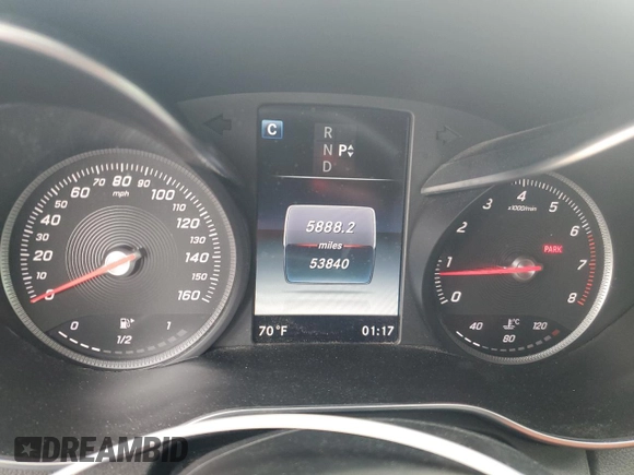 2017 Mercedes-Benz C 300 with VIN WDDWJ4JB5HF353525, listed as a Copart auction lot 49884705 with 53,840 mi miles and Salvage Title. Bid and sale history available at carsss.com. Image 9.