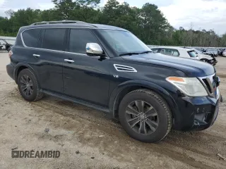 2017 Nissan Armada Platinum with VIN JN8AY2NF9H9302856, listed as a Copart auction lot 60226345 with 116,336 mi miles and Salvage title. Bid and sale history available at DreamBid. Image 4.