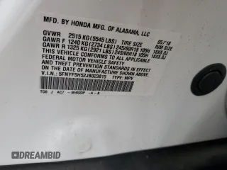 2018 Honda Pilot EX-L with VIN 5FNYF5H52JB023815, listed as a Copart auction lot 57692995 with 65,065 mi miles and Salvage title. Bid and sale history available at DreamBid. Image 13.