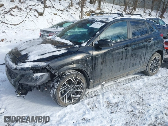 2022 Hyundai Kona N Line with VIN KM8K3CA31NU787336, listed as a IAAI auction lot 41275126 with 34,180 mi miles. Bid and sale history available at carsss.com. Image 2.