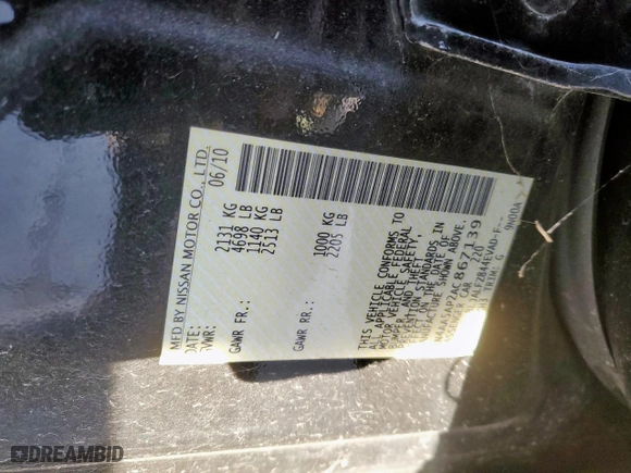 2010 Nissan Maxima 3.5 SV w/Premium Pkg with VIN 1N4AA5AP2AC867139, listed as a Copart auction lot 46926005 with 113,641 mi miles and Salvage Title. Bid and sale history available at carsss.com. Image 13.