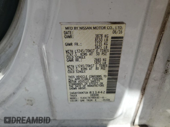 2016 Nissan NV SV с VIN 1N6BF0KM7GN811442, выставлен на аукционе Copart как лот 50607145 с пробегом 85 668 миль миль и Чистый • Clean title. История ставок и продаж доступна на DreamBid. Изображение 13.