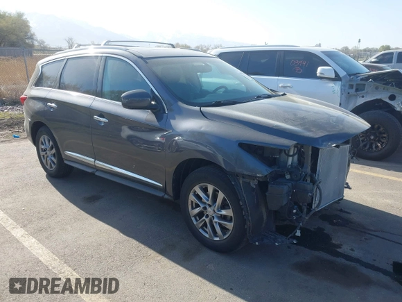 2013 Infiniti JX35 with VIN 5N1AL0MM3DC343801, listed as a IAAI auction lot 41986430 with 117,476 mi miles. Bid and sale history available at carsss.com. Image 1.