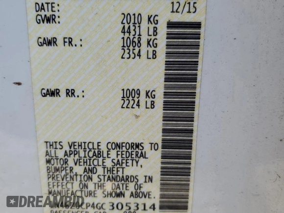2016 Nissan LEAF S with VIN 1N4BZ0CP4GC305314, listed as a Copart auction lot 88545795 with 44,709 mi miles and Clean Title. Bid and sale history available at carsss.com. Image 12.