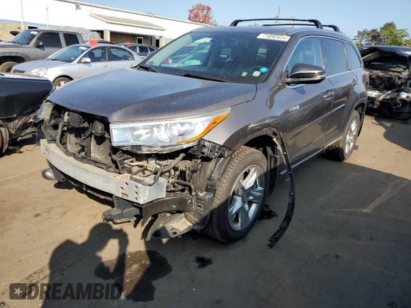 2015 Toyota Highlander Hybrid Limited with VIN 5TDDCRFHXFS009725, listed as a Copart auction lot 71092454 with 0 mi miles and Salvage Title. Bid and sale history available at carsss.com. Image 1.