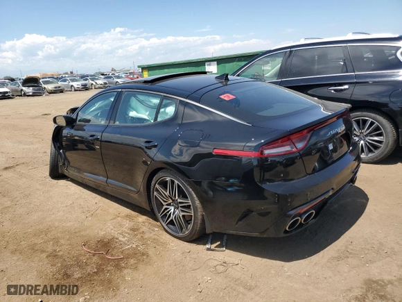 2023 Kia Stinger GT2 with VIN KNAE55LC3P6125444, listed as a Copart auction lot 66313454 with 5,753 mi miles and Salvage Title. Bid and sale history available at carsss.com. Image 2.