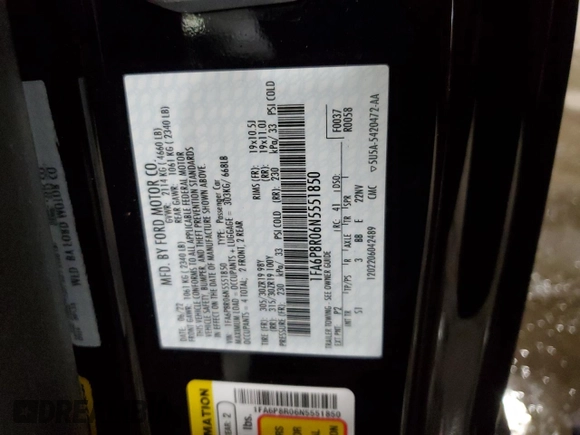2022 Ford Mustang Mach 1 с VIN 1FA6P8R06N5551850, выставлен на аукционе Copart как лот 82197174 с пробегом 13 294 миль миль и Списание • Salvage title. История ставок и продаж доступна на DreamBid. Изображение 14.