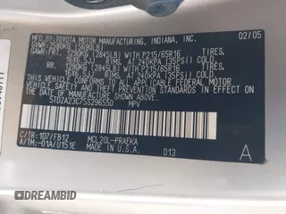 2005 Toyota Sienna CE with VIN 5TDZA23C75S296550, listed as a IAAI auction lot 42609828 with 185,515 mi miles and . Bid and sale history available at DreamBid. Image 9.