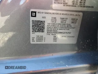 2021 Chevrolet Silverado 1500 RST with VIN 3GCUYEED9MG275757, listed as a Copart auction lot 75471624 with 75,708 mi miles and Salvage Title. Bid and sale history available at carsss.com. Image 12.