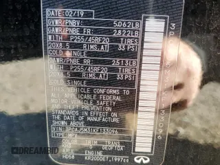 2019 Infiniti QX50 Essential with VIN 3PCAJ5M31KF133096, listed as a Copart auction lot 50340905 with 77,112 mi miles and Salvage Title. Bid and sale history available at DreamBid. Image 16.