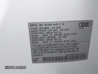 2014 Audi Q7 3.0T S line Prestige with VIN WA1DGAFE4ED010577, listed as a IAAI auction lot 41498879 with 180,403 mi miles. Bid and sale history available at carsss.com. Image 9.