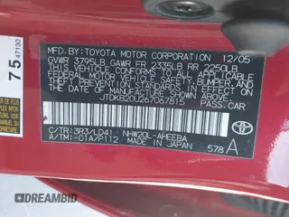 2006 Toyota Prius with VIN JTDKB20U267067815, listed as a IAAI auction lot 40898905 with 150,151 mi miles and . Bid and sale history available at DreamBid. Image 9.