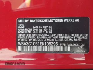 2014 BMW 3 Series 328i with VIN WBA3C1C51EK108296, listed as a IAAI auction lot 41925720 with 37,449 mi miles. Bid and sale history available at carsss.com. Image 9.