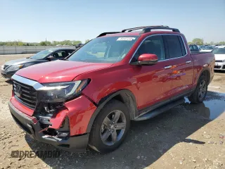 2023 Honda Ridgeline RTL-E with VIN 5FPYK3F76PB016502, listed as a Copart auction lot 54107235 with 27,516 mi miles and Salvage title. Bid and sale history available at DreamBid. Image 1.