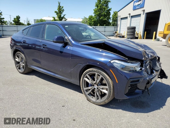 2023 BMW X6 M50i with VIN 5UXCY8C09P9P28422, listed as a Copart auction lot 52818133 with 4,131 mi miles and Salvage Title. Bid and sale history available at carsss.com. Image 4.