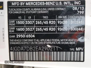 2014 Mercedes-Benz M 550 with VIN 4JGDA7DB2EA290211, listed as a Copart auction lot 73809494 with 123,983 mi miles and Clean Title. Bid and sale history available at DreamBid. Image 13.