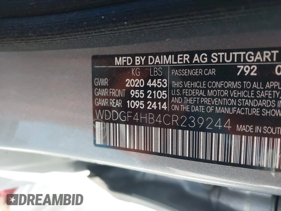 2012 Mercedes-Benz C-Class C 250 Sport with VIN WDDGF4HB4CR239244, listed as a IAAI auction lot 41858881 with 141,310 mi miles. Bid and sale history available at carsss.com. Image 9.
