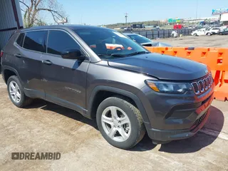 2023 Jeep Compass Sport with VIN 3C4NJDAN9PT545552, listed as a IAAI auction lot 41968690 with 18,440 mi miles and . Bid and sale history available at DreamBid. Image 1.