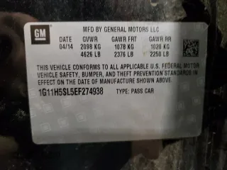 2014 Chevrolet Malibu LTZ with VIN 1G11H5SL5EF274938, listed as a Copart auction lot 87485534 with 185,134 mi miles and Clean Title. Bid and sale history available at DreamBid. Image 12.