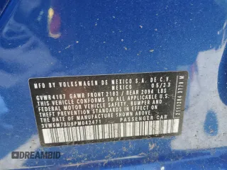 2023 Volkswagen Jetta S with VIN 3VW5M7BU6PM042471, listed as a Copart auction lot 56950155 with 7,043 mi miles and Salvage title. Bid and sale history available at DreamBid. Image 13.