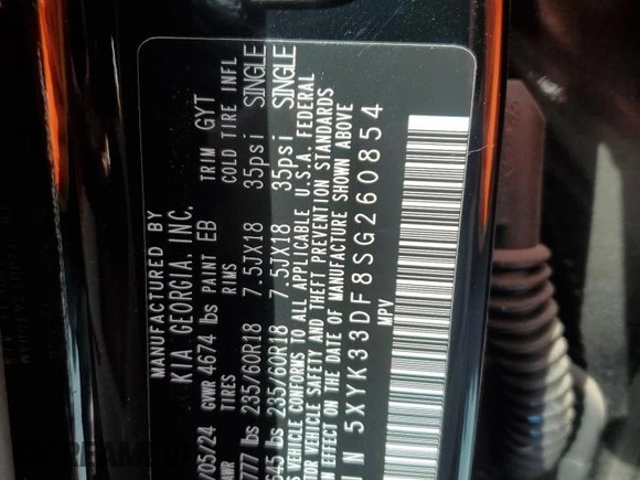2025 Kia Sportage EX with VIN 5XYK33DF8SG260854, listed as a Copart auction lot 47973585 with Not provided miles and Salvage title. Bid and sale history available at DreamBid. Image 13.