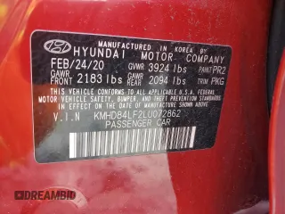 2020 Hyundai Elantra SEL z VIN KMHD84LF2LU072862, wystawiony jako Copart lot #57623105 z przebiegiem 133 128 mil mil oraz Szkoda całkowita • Salvage title. Historia ofert i sprzedaży dostępna na DreamBid. Obrazek 12.